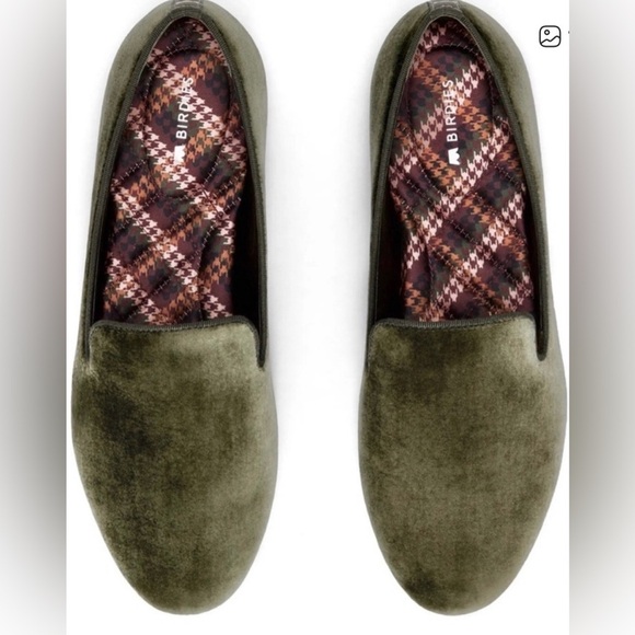 Birdies Shoes - Birdies Olive Velvet Slip-On Loafers Size 8 Women - Christmas, RARE
